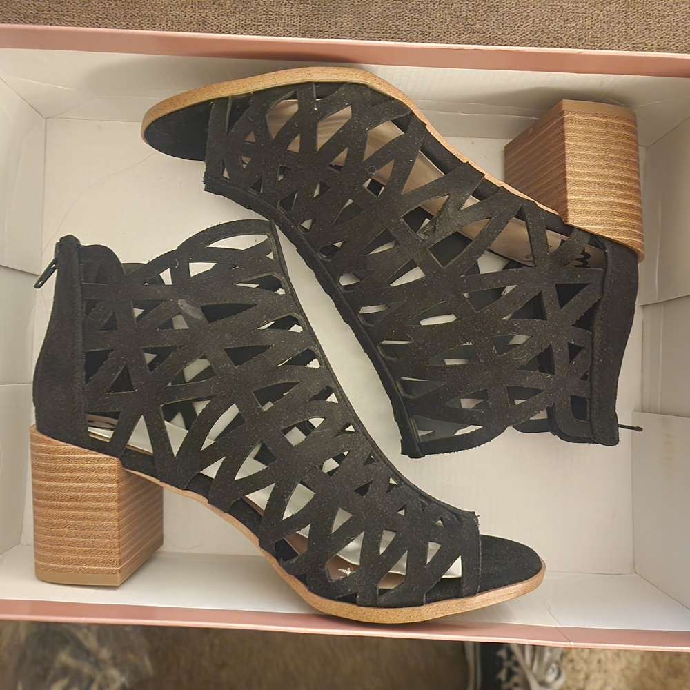 Fergalicious Black Ankle Booties with Cutout Design